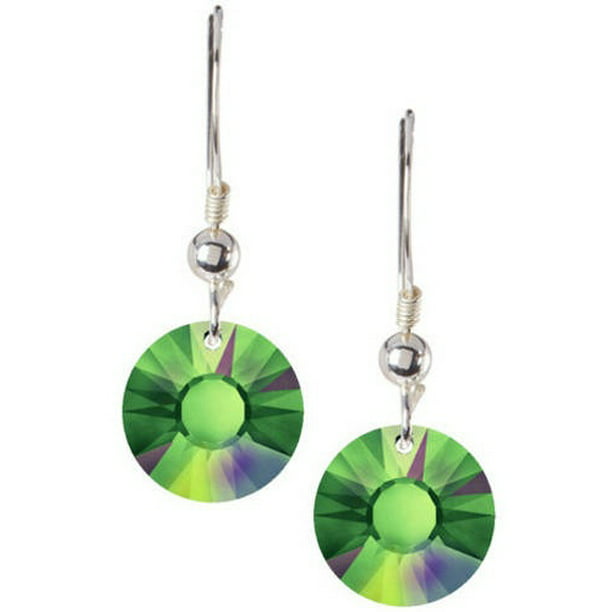 Green Crystal Sun Earrings